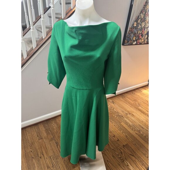 NWT Osman Eliza Asymmetric Crepe Hem Dress in Green Size 8 UK 4 US - Picture 3 of 7